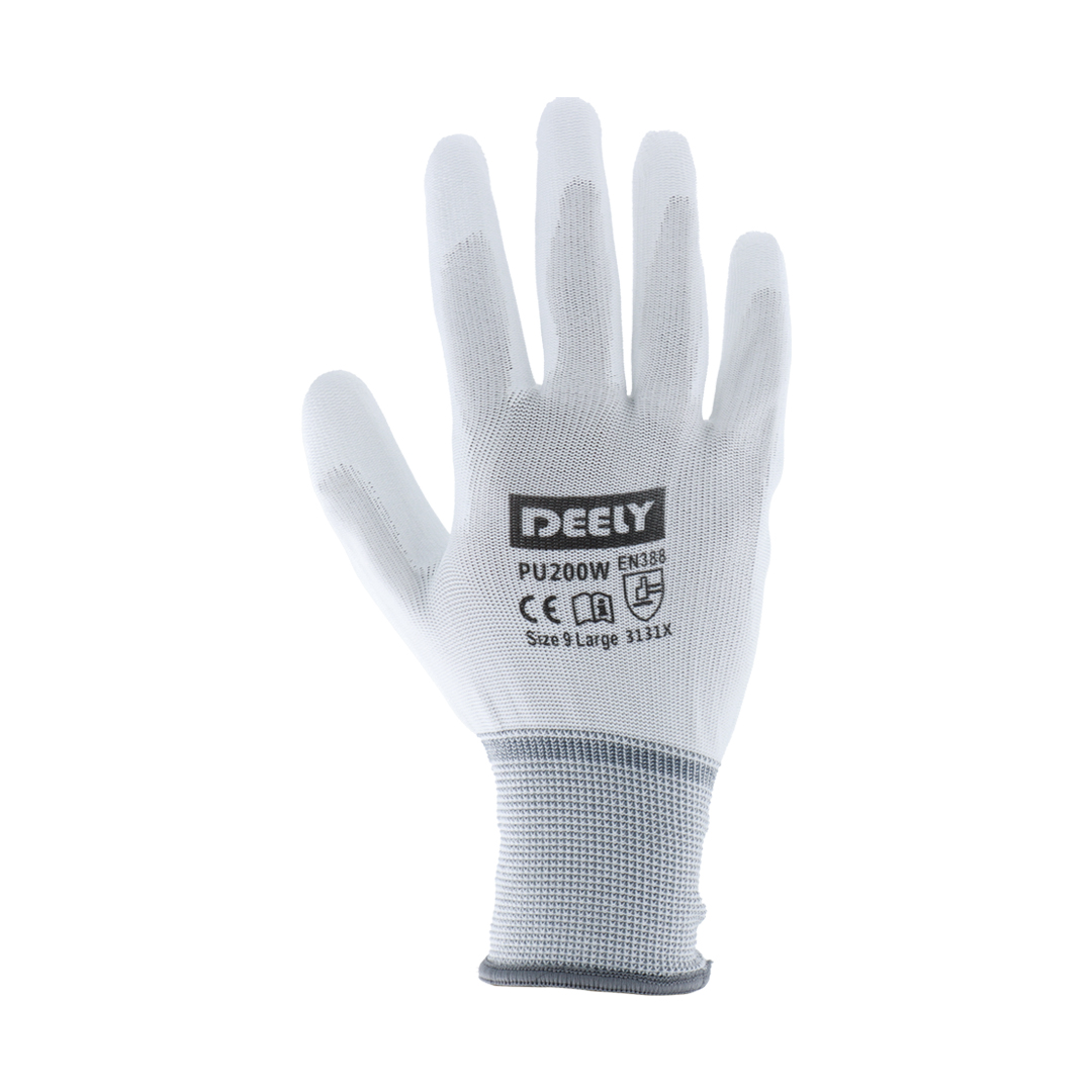 Gloves PU coated Nylon knitted White OTBR 2